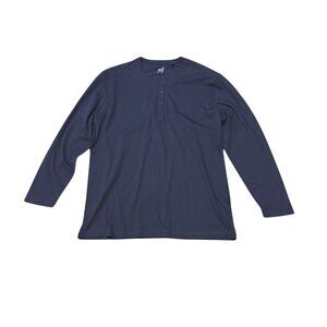 Raffi The Derek Long Sleeve Henley Shirt Cotton Navy Blue Men's Size XXL